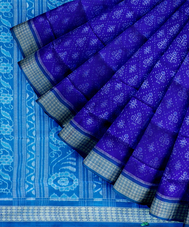 Navy Blue Denim Silk Handloom Sambalpuri Saree