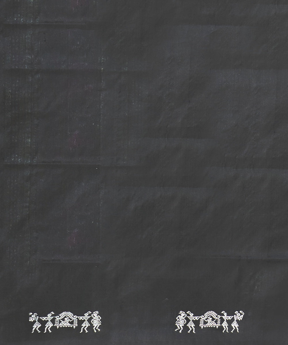 Pink Black Silk Handloom Bomkai Saree
