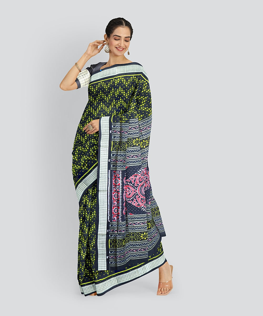 Black Goldenrod Silk Handloom Sambalpuri Saree