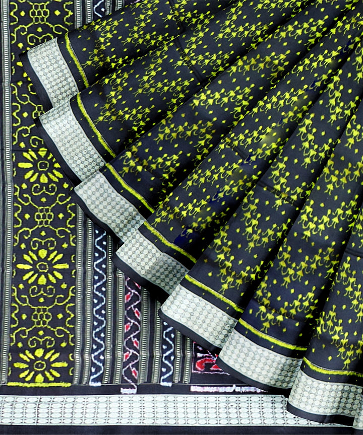 Black Goldenrod Silk Handloom Sambalpuri Saree