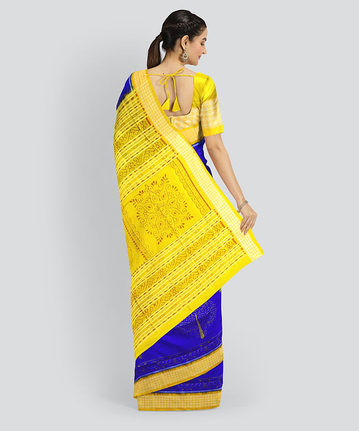 Sky Blue Deep Lemon Silk Handloom Tissue Saree