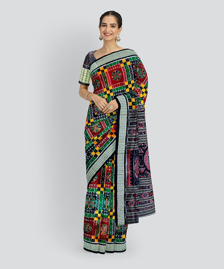 Multicolor Black Silk Handloom Sambalpuri Saree