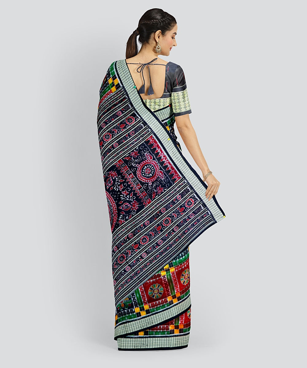 Multicolor Black Silk Handloom Sambalpuri Saree