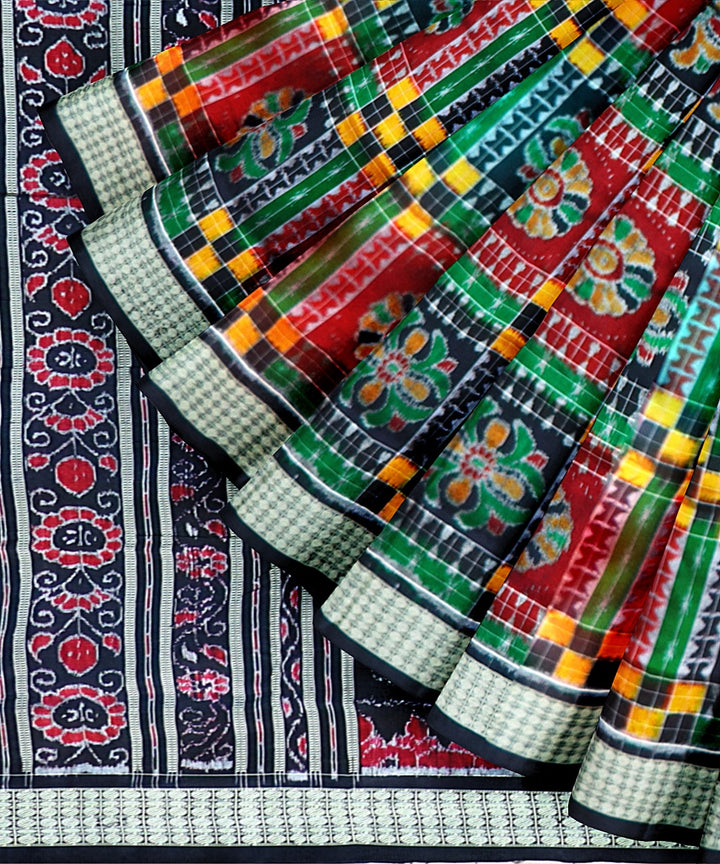 Multicolor Black Silk Handloom Sambalpuri Saree