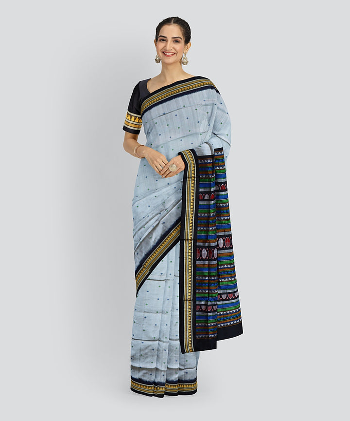 Grey Black Silk Handloom Dongoria Saree