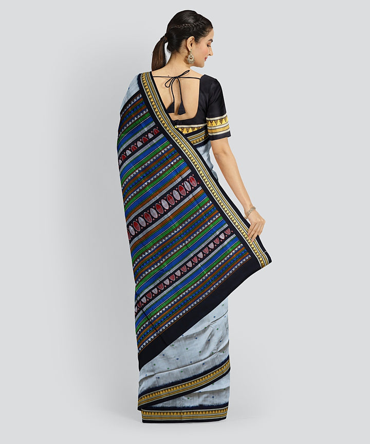 Grey Black Silk Handloom Dongoria Saree
