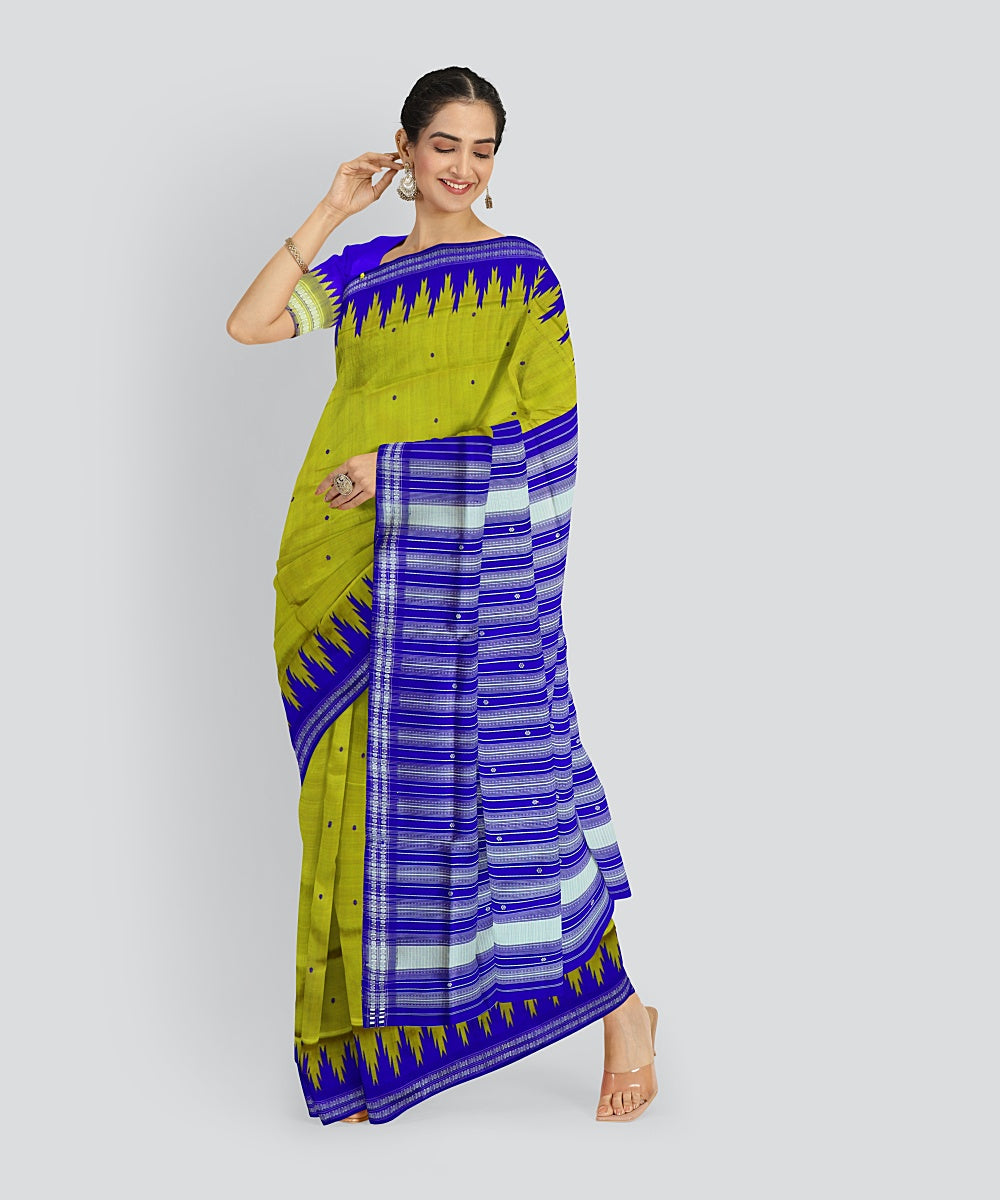 Teal Green Dark Blue Handloom Berhampuri Silk Saree