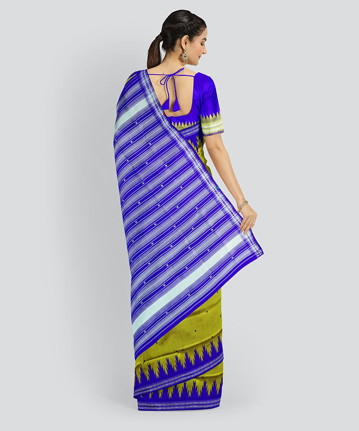 Teal Green Dark Blue Handloom Berhampuri Silk Saree