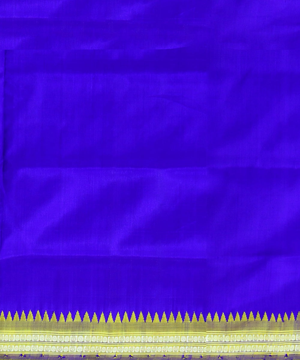 Teal Green Dark Blue Handloom Berhampuri Silk Saree