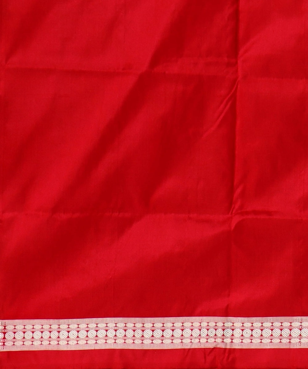 Beige Dark Red Silk Handloom Bomkai Saree