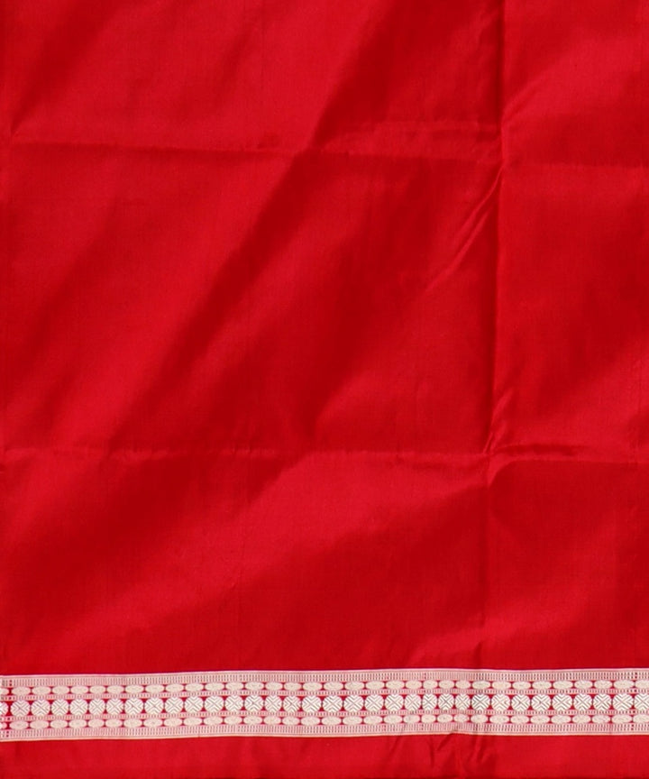 Beige Dark Red Silk Handloom Bomkai Saree