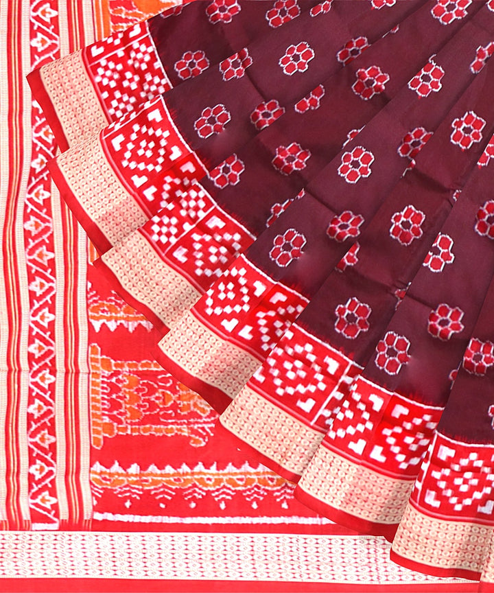 Maroon Dark Red Silk Handloom Sambalpuri Saree