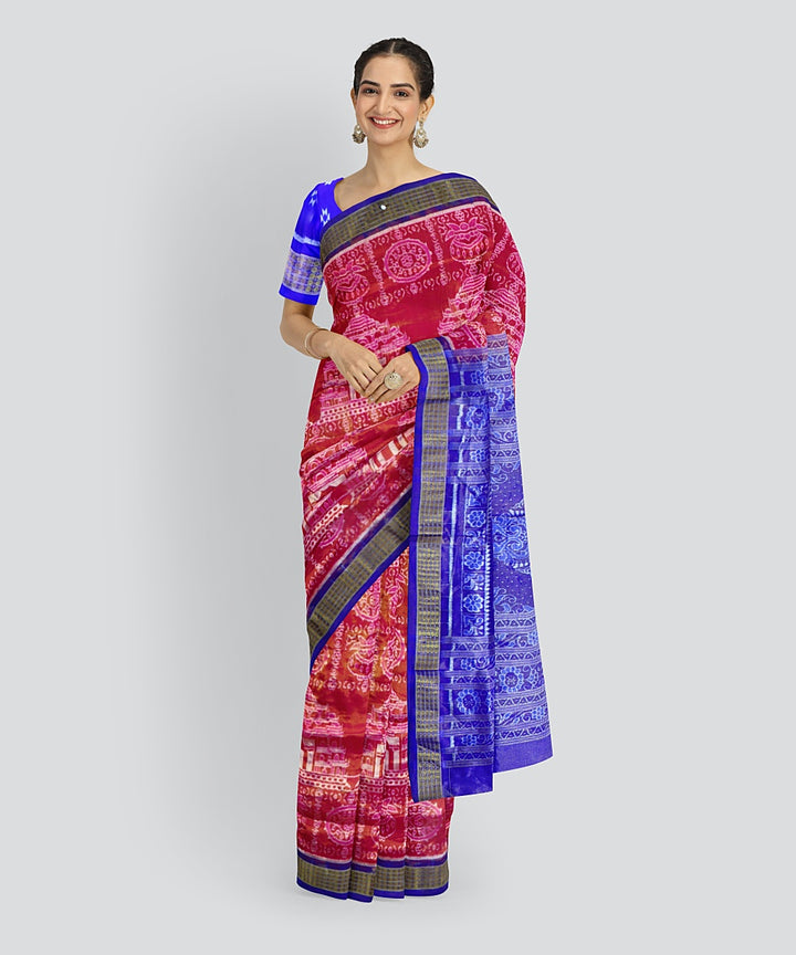 Fashion Fuchsia Electric Indigo Silk Handloom Tissue Saree