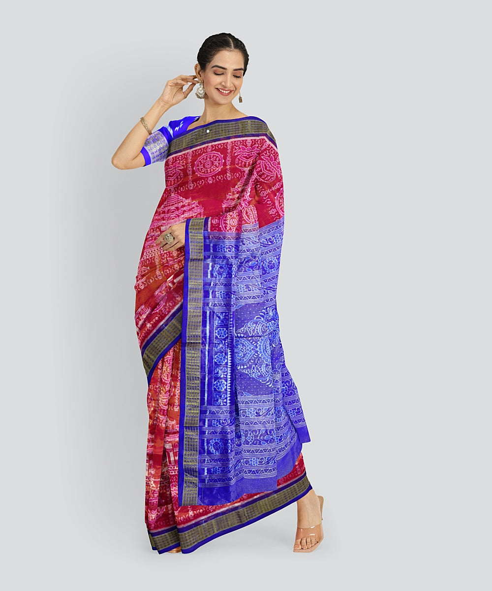 Fashion Fuchsia Electric Indigo Silk Handloom Tissue Saree
