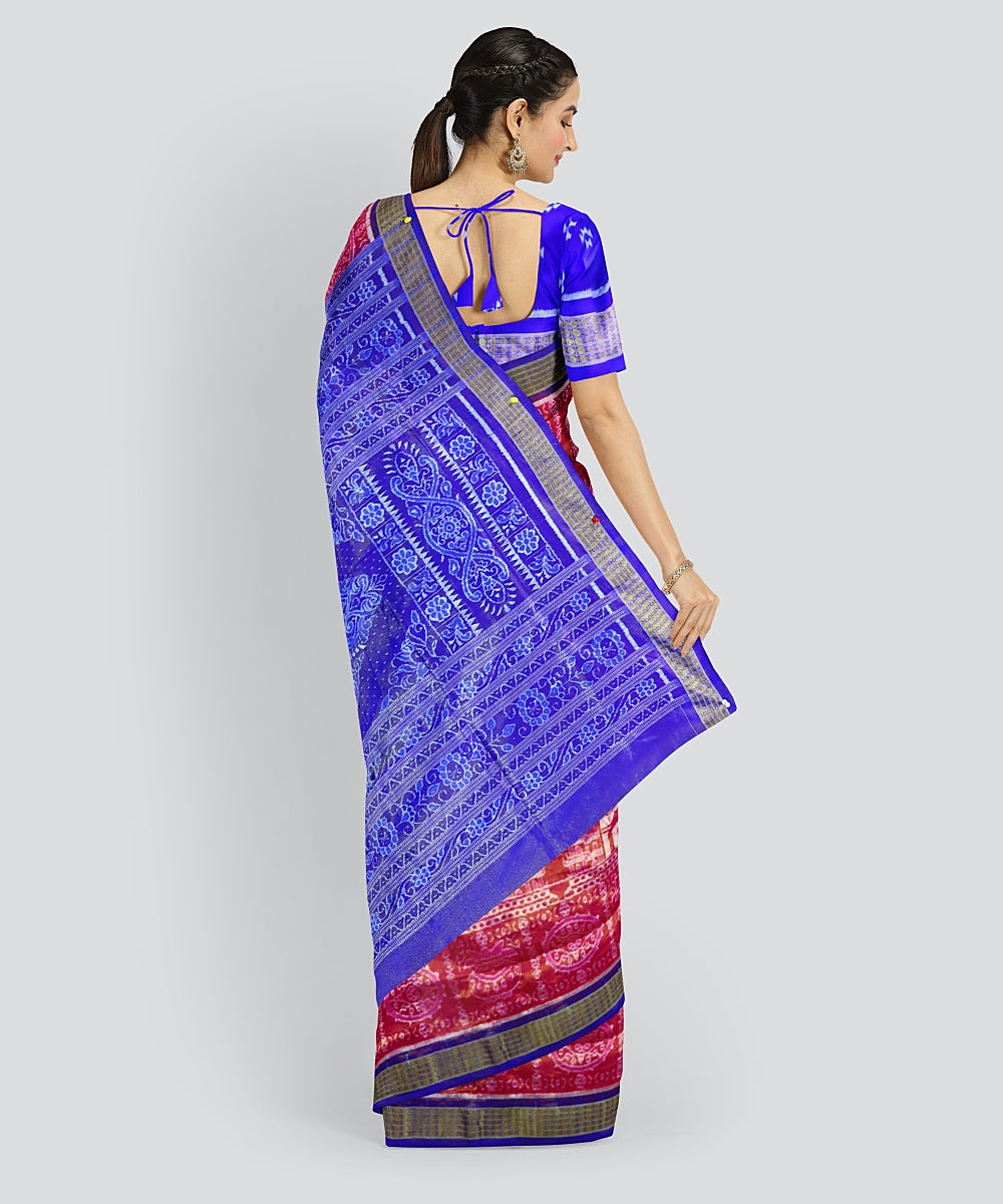 Fashion Fuchsia Electric Indigo Silk Handloom Tissue Saree