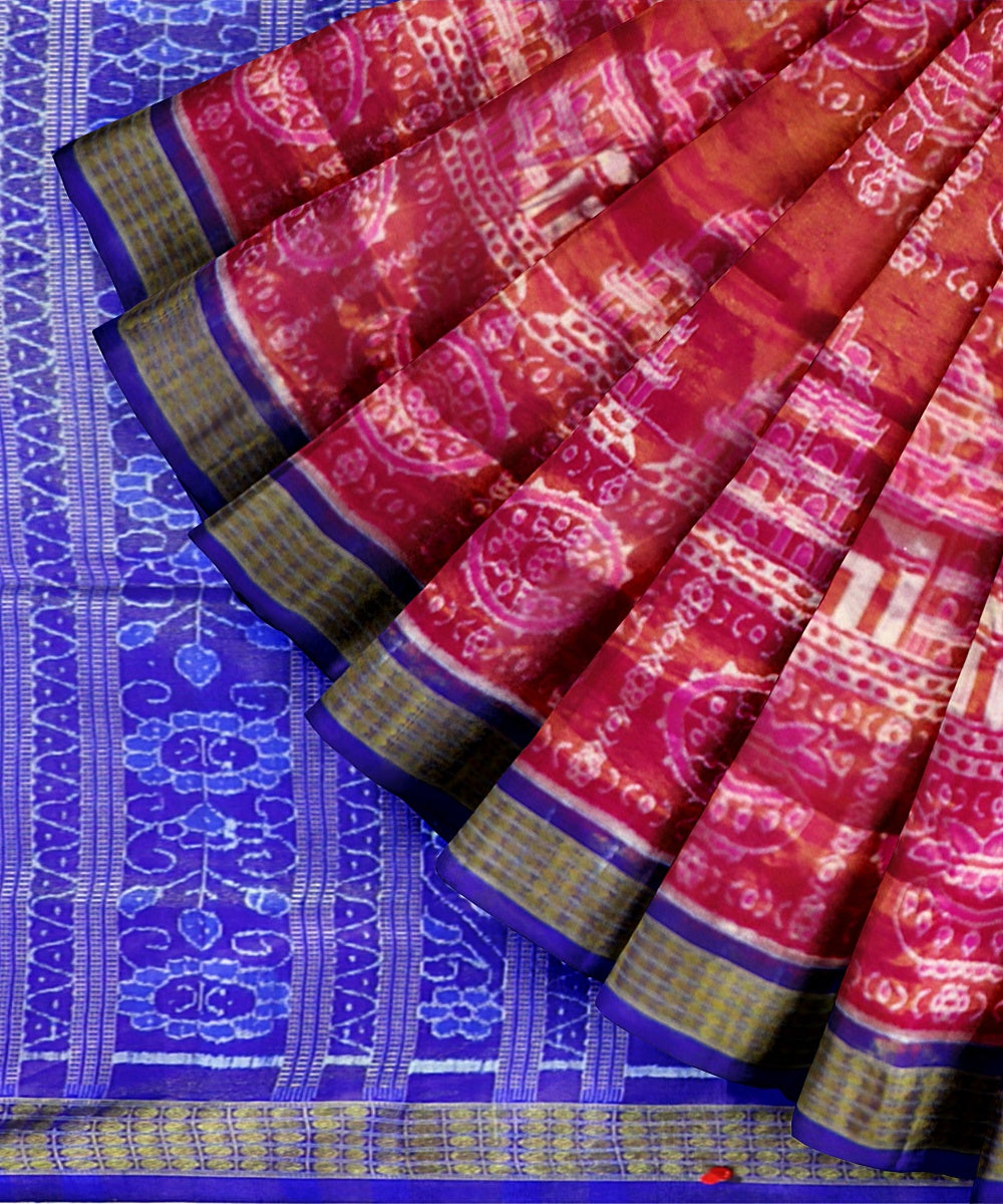 Fashion Fuchsia Electric Indigo Silk Handloom Tissue Saree
