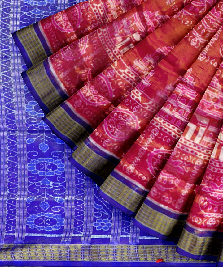 Fashion Fuchsia Electric Indigo Silk Handloom Tissue Saree
