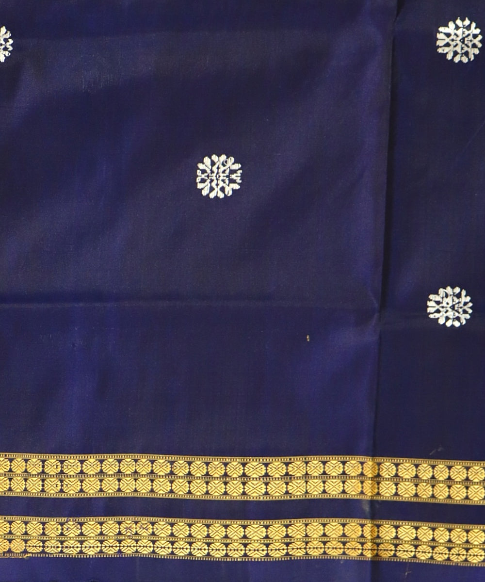 Grey Electric Indigo Silk Handloom Bomkai Saree