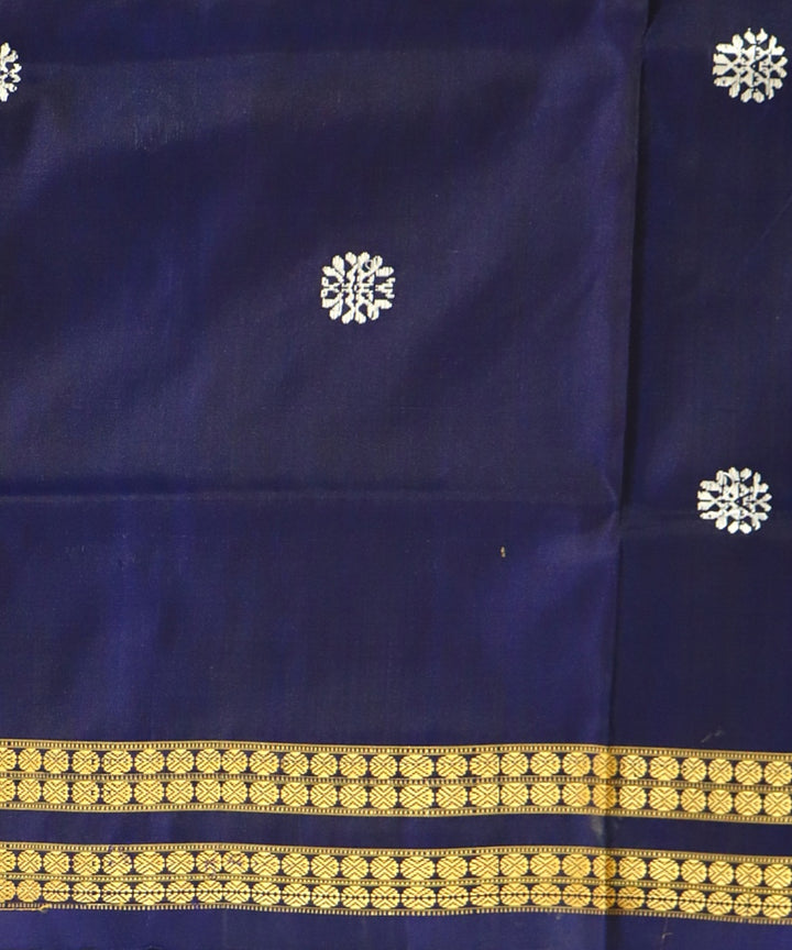 Grey Electric Indigo Silk Handloom Bomkai Saree
