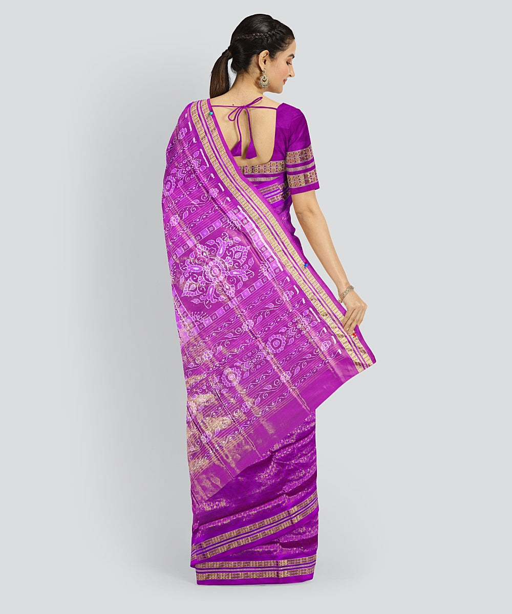 Purple Golden Silk Handloom Tissue Saree