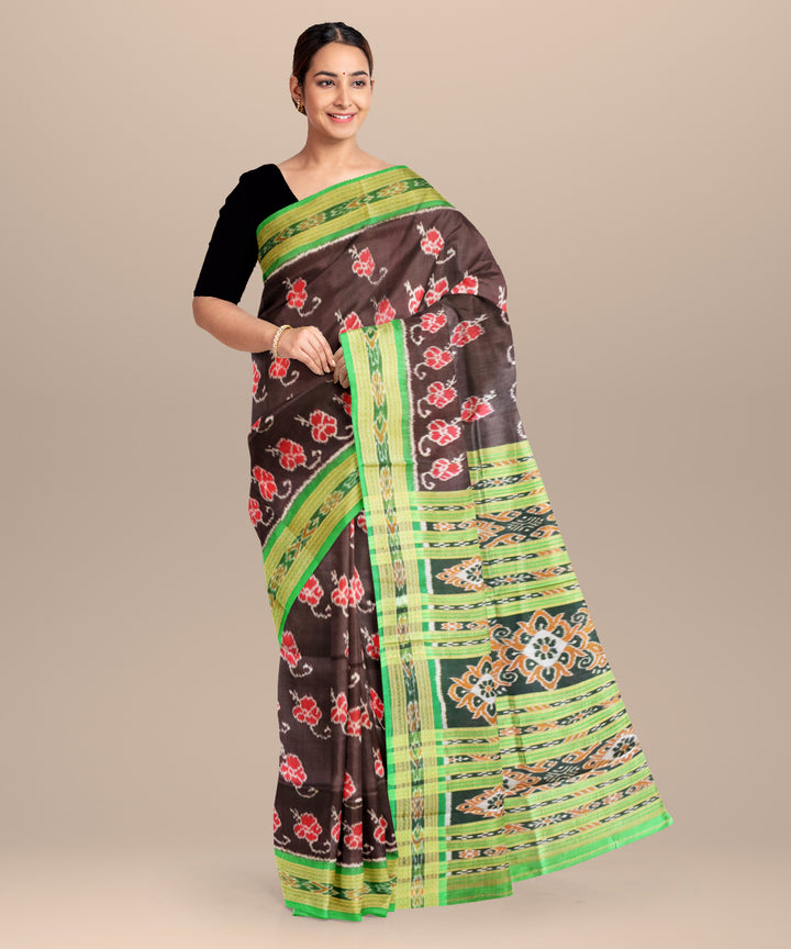Bistre light green silk handloom khandua saree