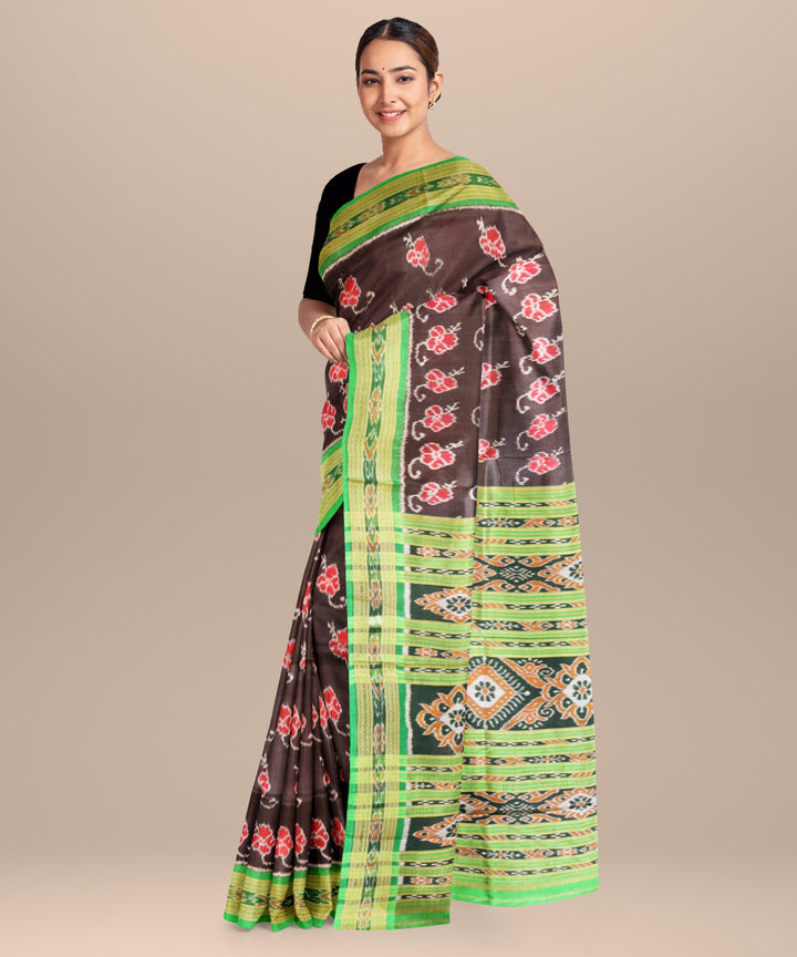 Bistre light green silk handloom khandua saree