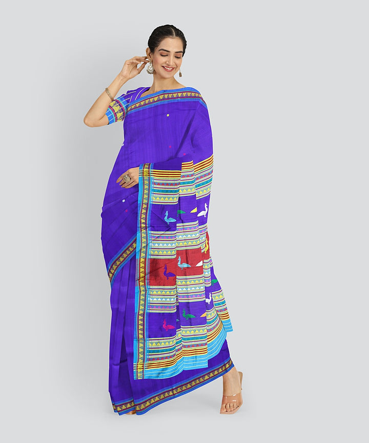 Sky Blue Multicolour Silk Handloom Khandua Saree