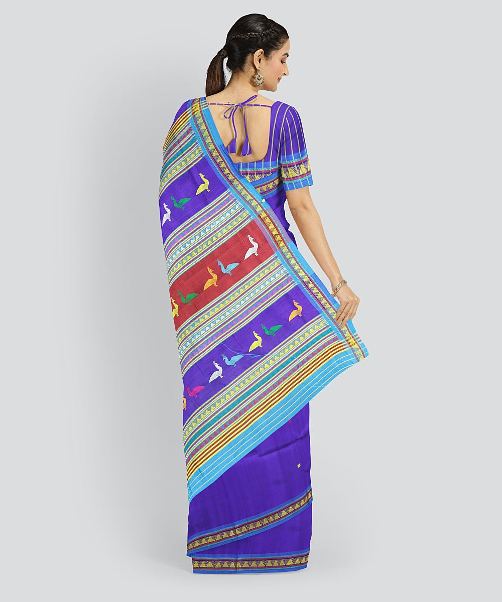 Sky Blue Multicolour Silk Handloom Khandua Saree