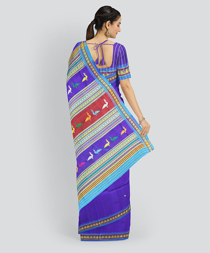 Sky Blue Multicolour Silk Handloom Khandua Saree
