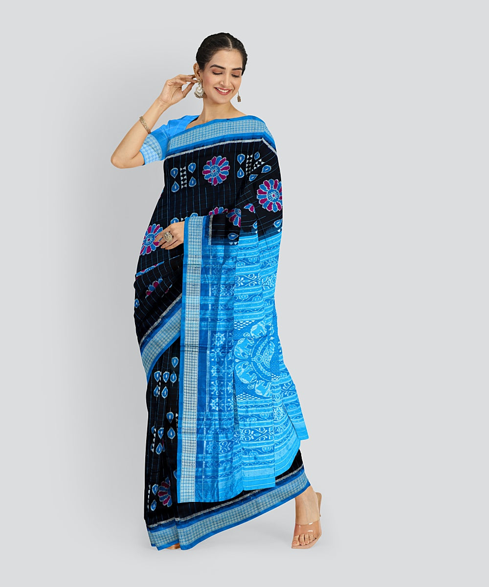 Black Denim Silk Handloom Sambalpuri Saree