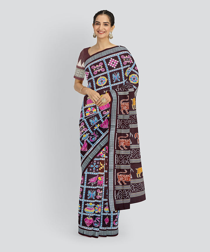 Multicolor Denim Silk Handloom Sambalpuri Saree