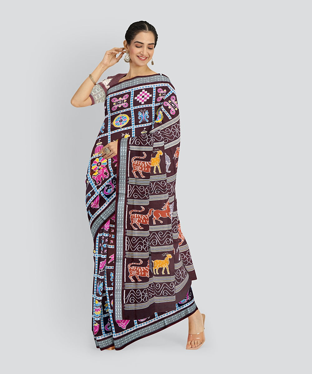 Multicolor Denim Silk Handloom Sambalpuri Saree