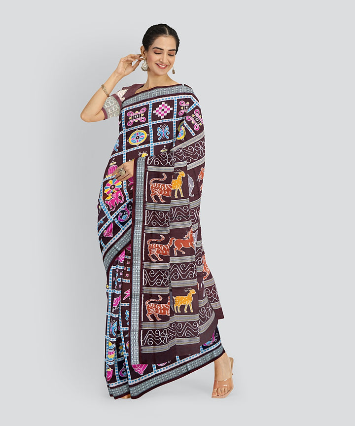 Multicolor Denim Silk Handloom Sambalpuri Saree