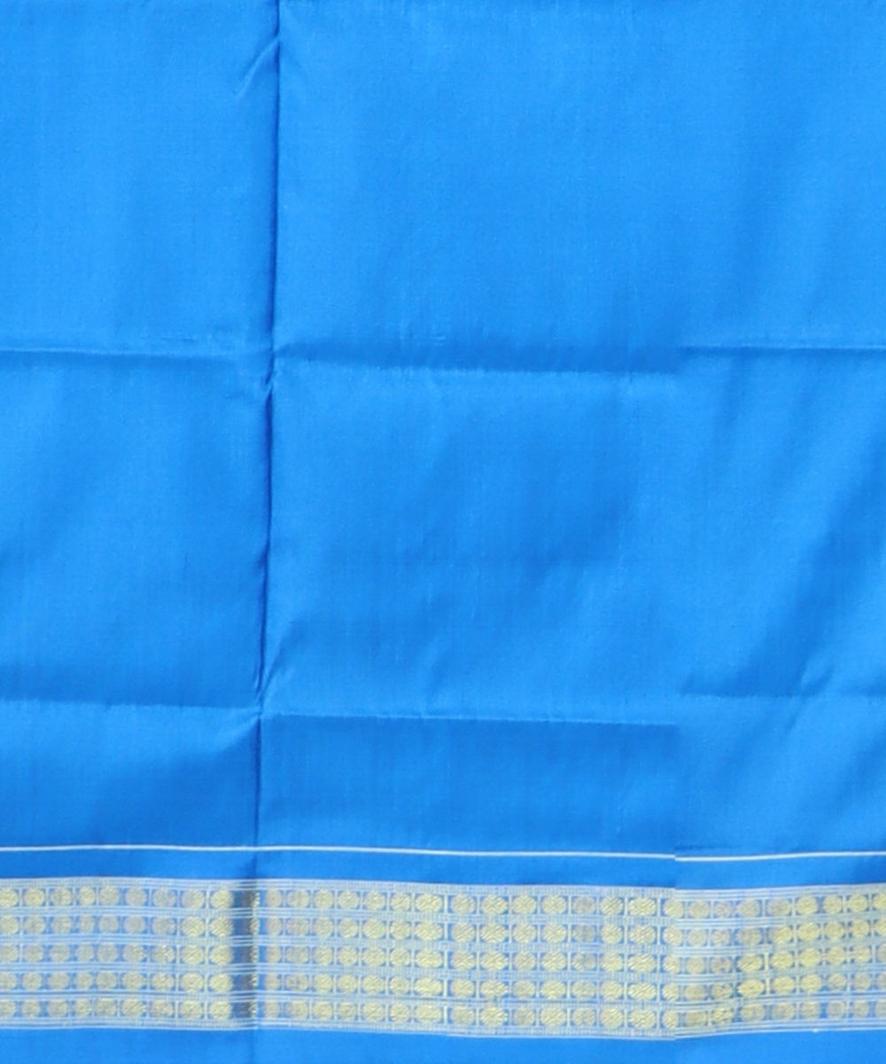 Sky Blue Denim Silk Handloom Half Tissue Saree