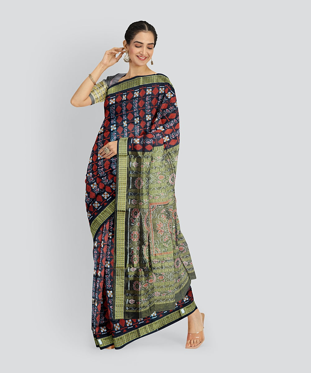 Black Multi Colour Silk Handloom Bomkai Half Saree