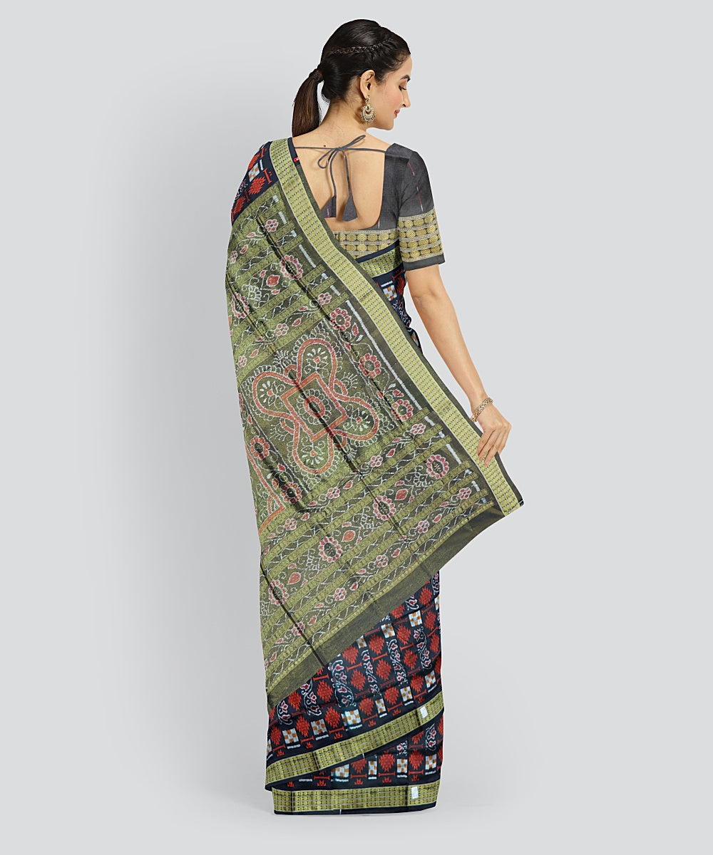Black Multi Colour Silk Handloom Bomkai Half Saree