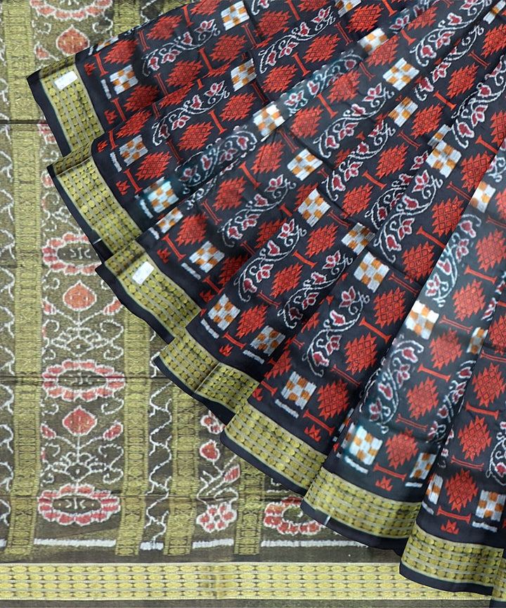 Black Multi Colour Silk Handloom Bomkai Half Saree