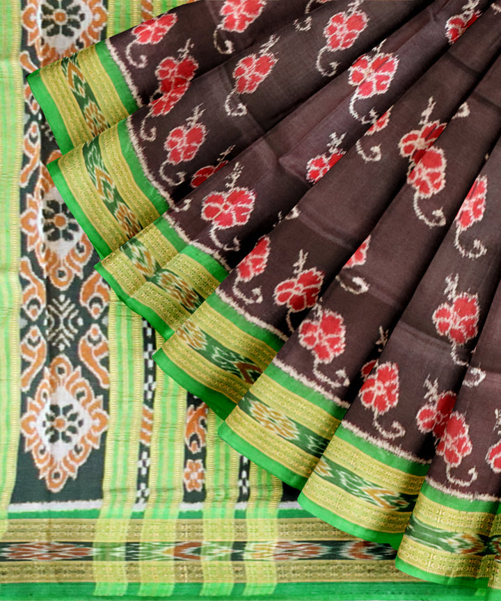 Bistre light green silk handloom khandua saree