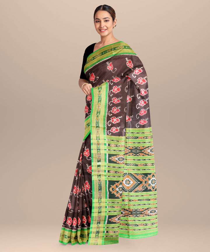 Bistre light green silk handloom khandua saree