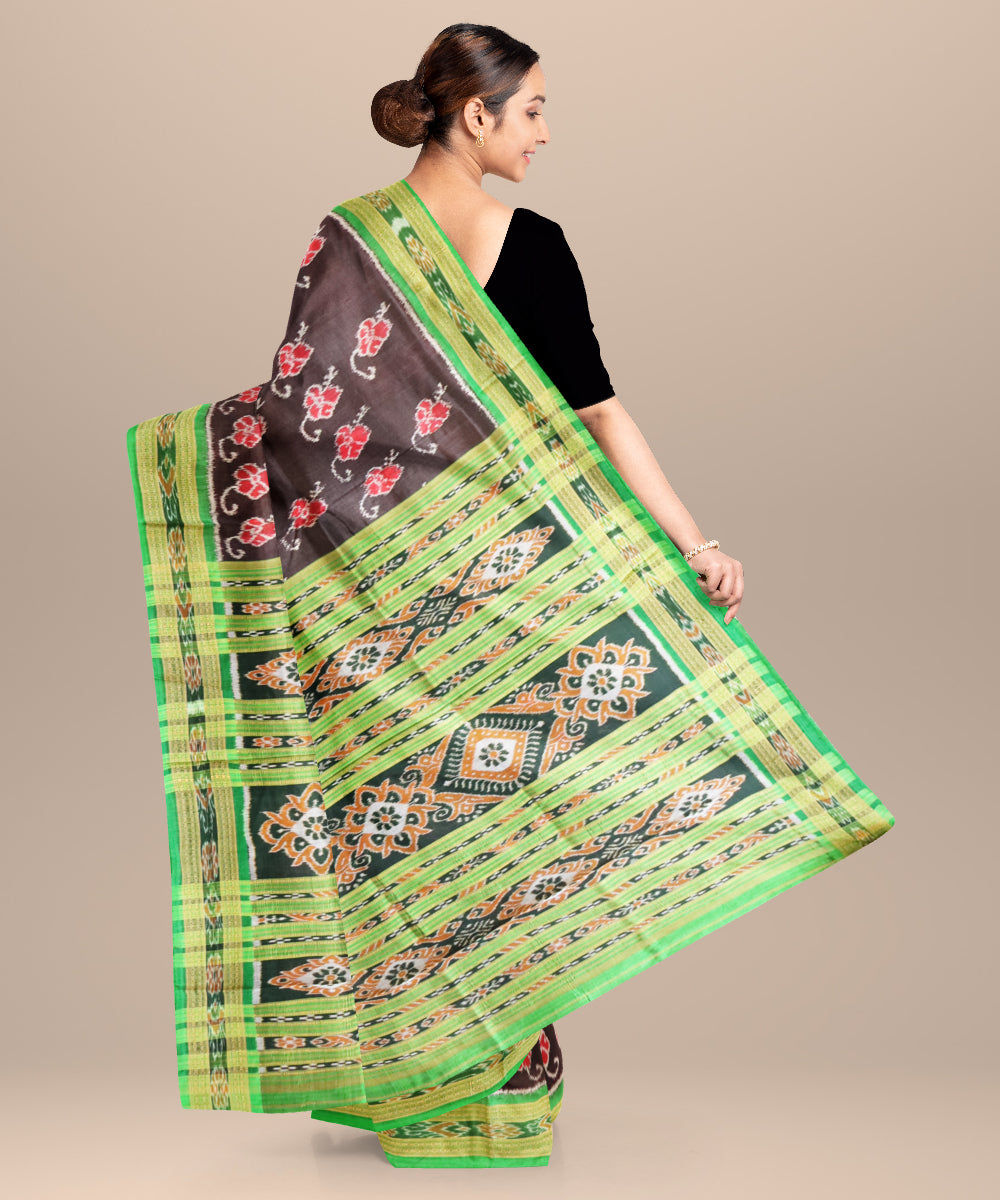 Bistre light green silk handloom khandua saree