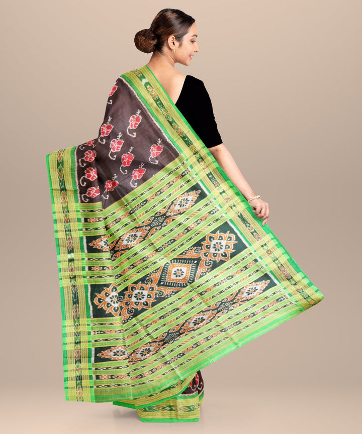 Bistre light green silk handloom khandua saree