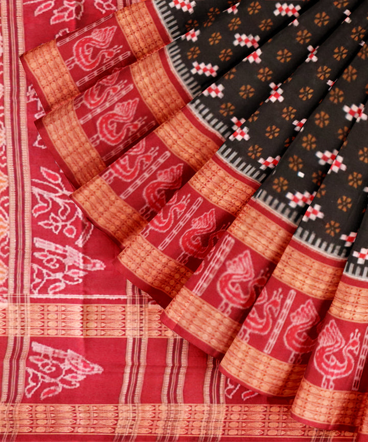 Black falu red cotton handloom sambalpuri saree