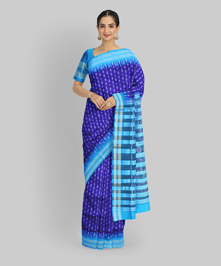 Navy Blue CG Blue Silk Handloom Bomkai Hazar Buti Saree