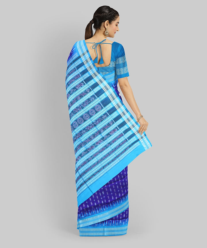 Navy Blue CG Blue Silk Handloom Bomkai Hazar Buti Saree