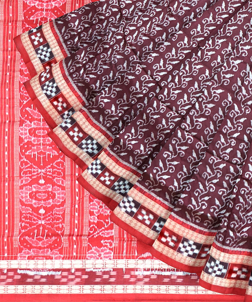 Maroon Dark Red Silk Handloom Sambalpuri Saree