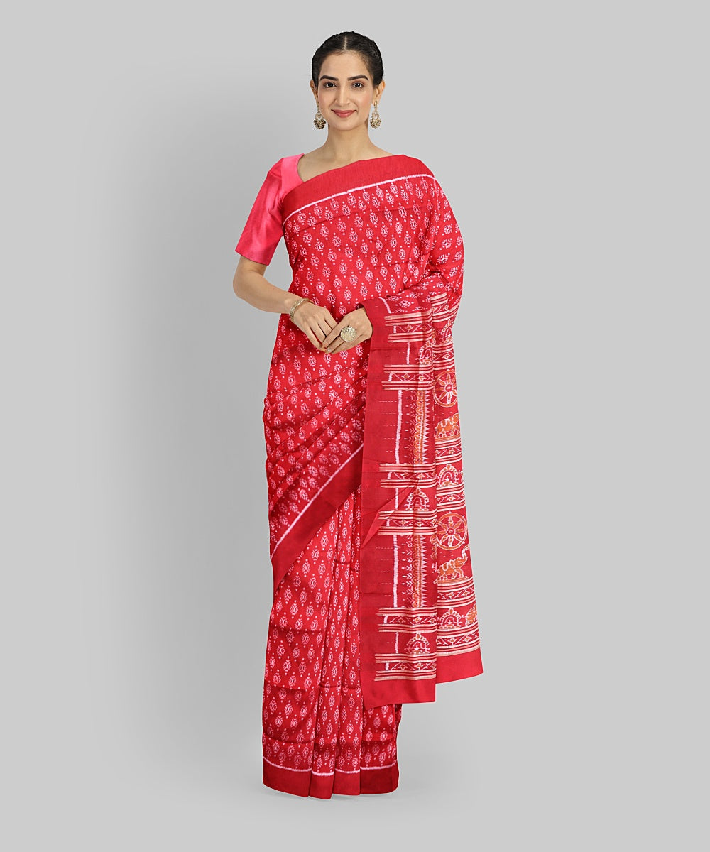 Red Silk Handloom Sambalpuri Saree