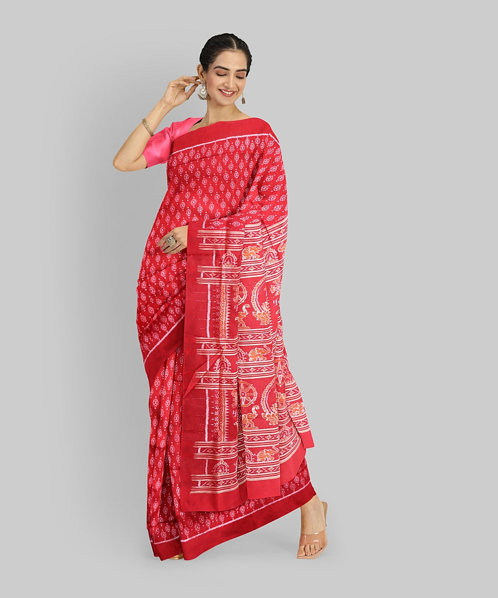 Red Silk Handloom Sambalpuri Saree