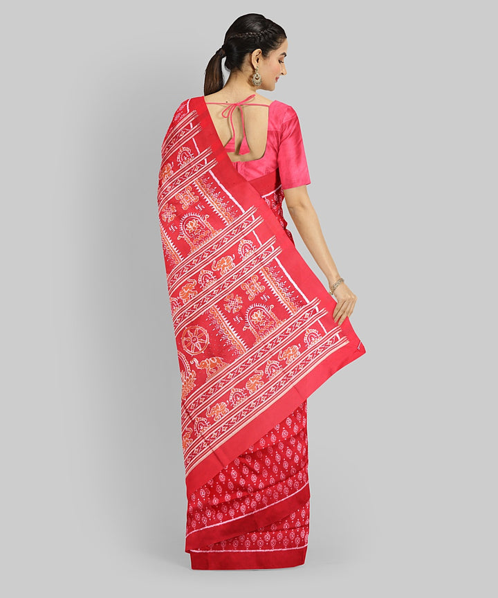 Red Silk Handloom Sambalpuri Saree