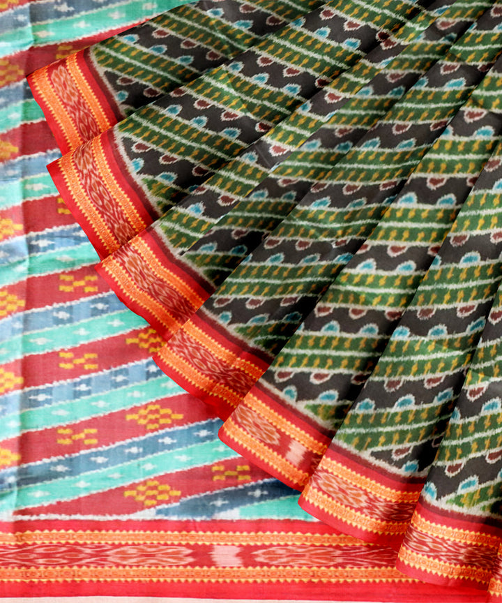 Multicolor dark red silk handloom khandua saree