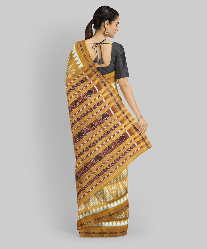 Yellow Carrot Orange Silk Handloom Khandua Saree